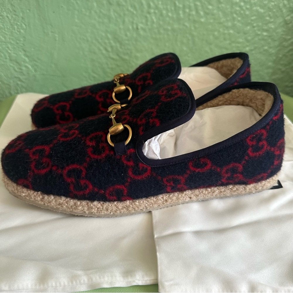NIB Gucci Fria GG Horsebit Espadrille Loafer Blue Unisex Sz 40+ 40.5 - Picture 5 of 12